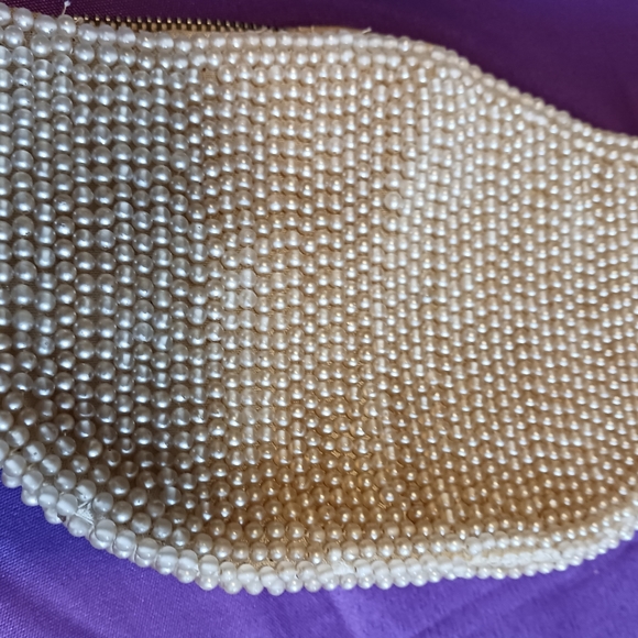 Faux 1950's beads glass beads accent clutch bag - Picture 3 of 6